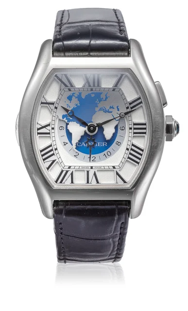 Cartier CARTIER REF. 3327, "TORTUE MULTI TIMEZONES", 18K WHITE GOLD, AUTOMATIC kol saati