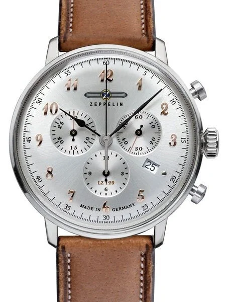 Graf Zeppelin Hindenburg Swiss Quartz Chronograph Watch #7088-5 40 mm kol saati