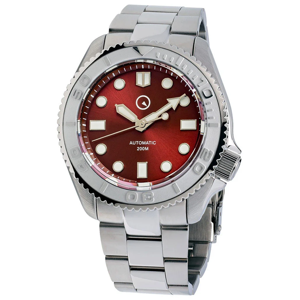 Islander Automatic Dive Watch with Bracelet, Double-Domed AR Sapphire Crystal, and Embossed Ceramic Bezel Insert #ISL-92 46 mm kol saati