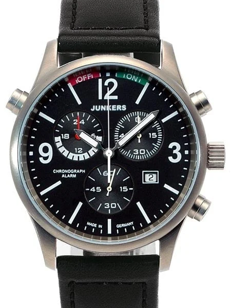 Junkers Chronograph Titanium Watch with Alarm Function #6296-2 kol saati