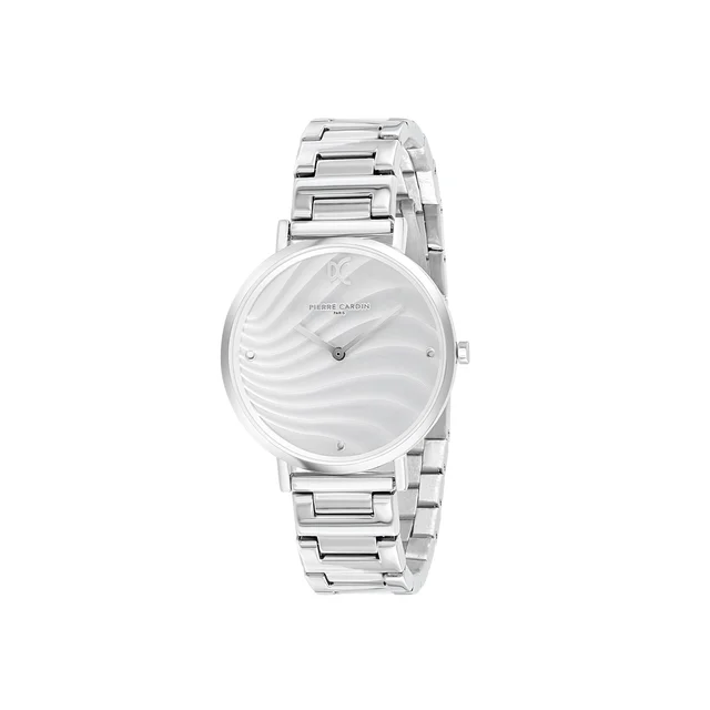 BELLEVILLE Patterned Dial Silver Watch with Metal Link Strap CBV.1136 kol saati