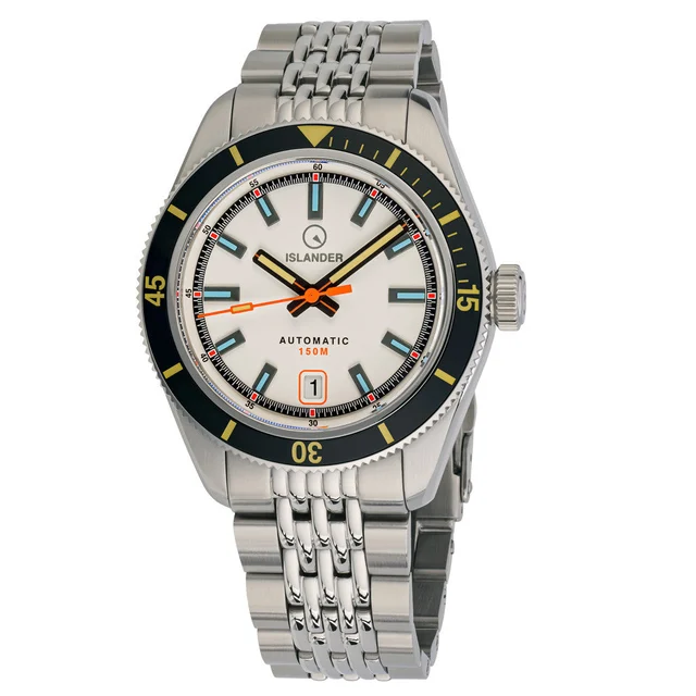 Islander Port Jefferson Skin Diver Automatic Watch with White Dial #ISL-176 kol saati