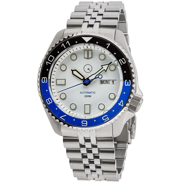 Islander Automatic Dive Watch with AR Sapphire Crystal, Dual-Time Luminous "Batman" Bezel