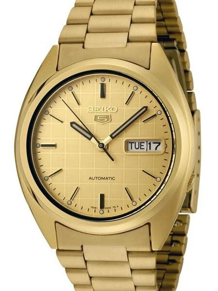 Seiko Automatic Watch with Goldtone Case and Matching Bracelet #SNXL72 37 mm kol saati