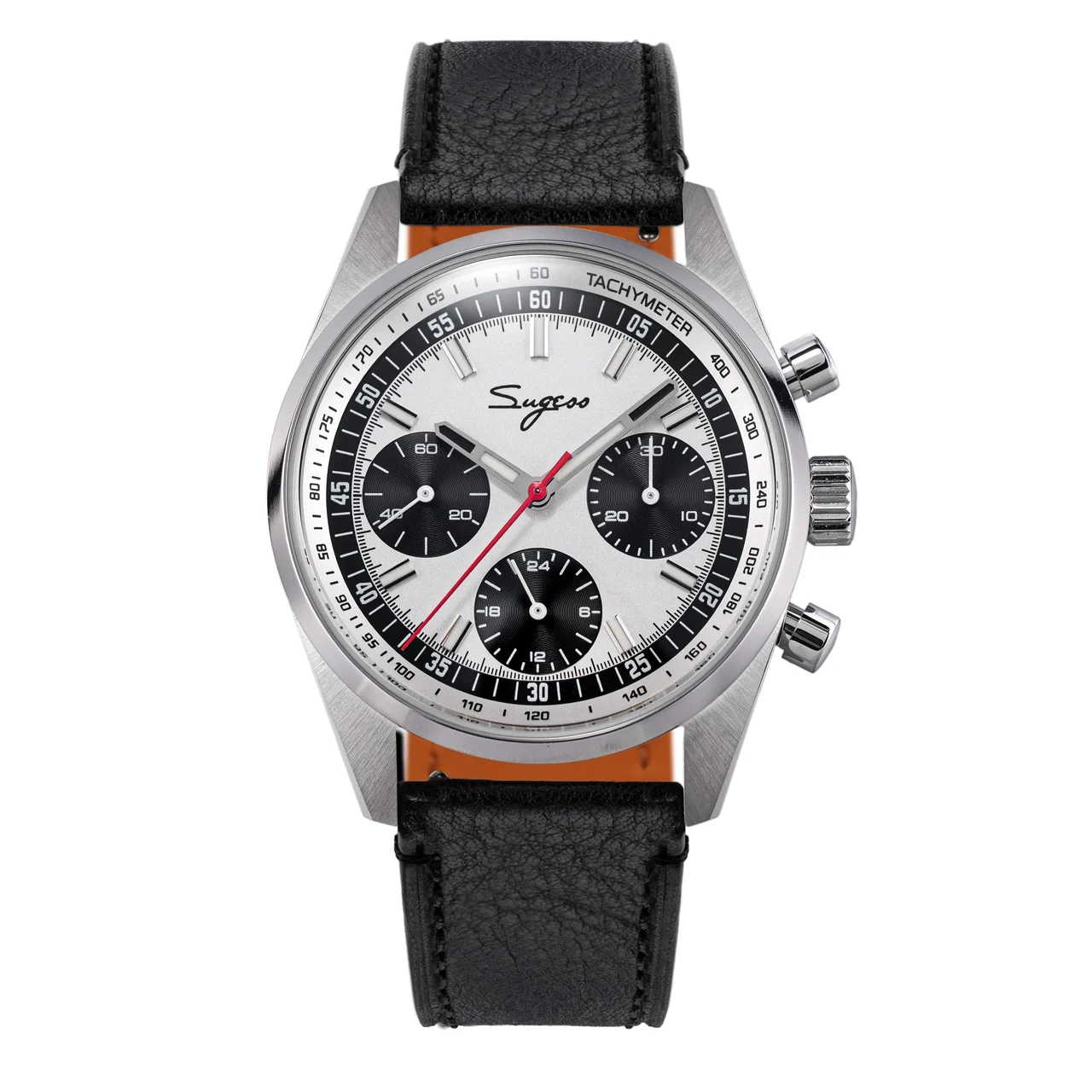 Sugess Chronograph Stainless Steel Panda Dial Silver Hand Blac S465 Chronograph Stainless Steel Panda Dial Silver Hand Blac 38 mm kol saati