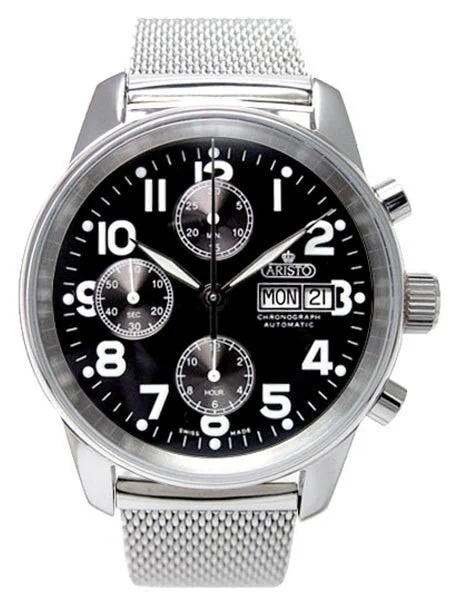 Aristo Valjoux 7750 Automatic Chronograph with Steel Mesh Bracelet 4H123M kol saati