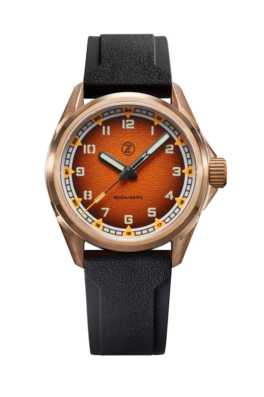 Zelos Swordfish Field 38mm Bronze 'Burnt Orange' 38 mm kol saati