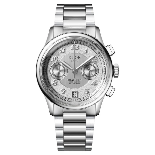 Kuoe ROYAL SMITH 90-012 Automatic Chronograph with Silver Dial #RS90012-A-SV-FLAT kol saat