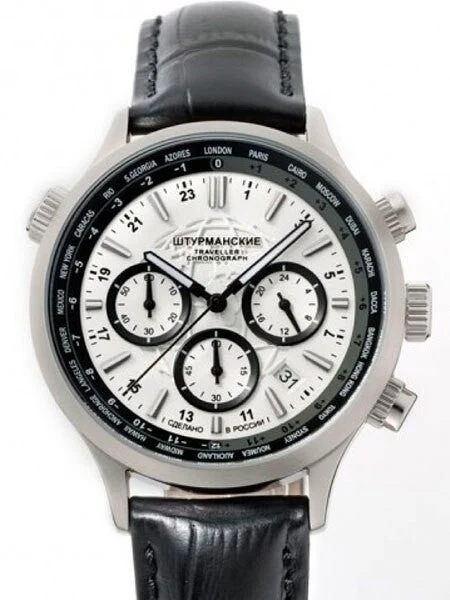 Sturmanskie Traveler Quartz Chronograph Watch with 24-hour Sub-Dial #3385878 kol saati