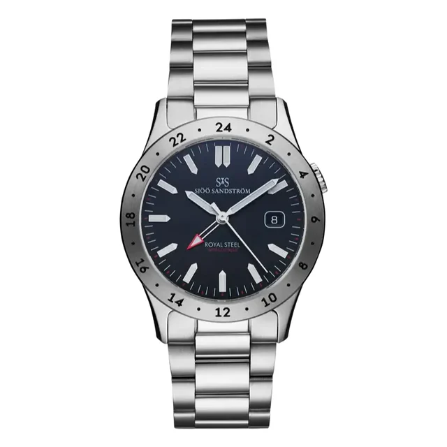 Sjöö Sandström Royal Steel Worldtimer SS-1836-WT-Black-steel kol saati