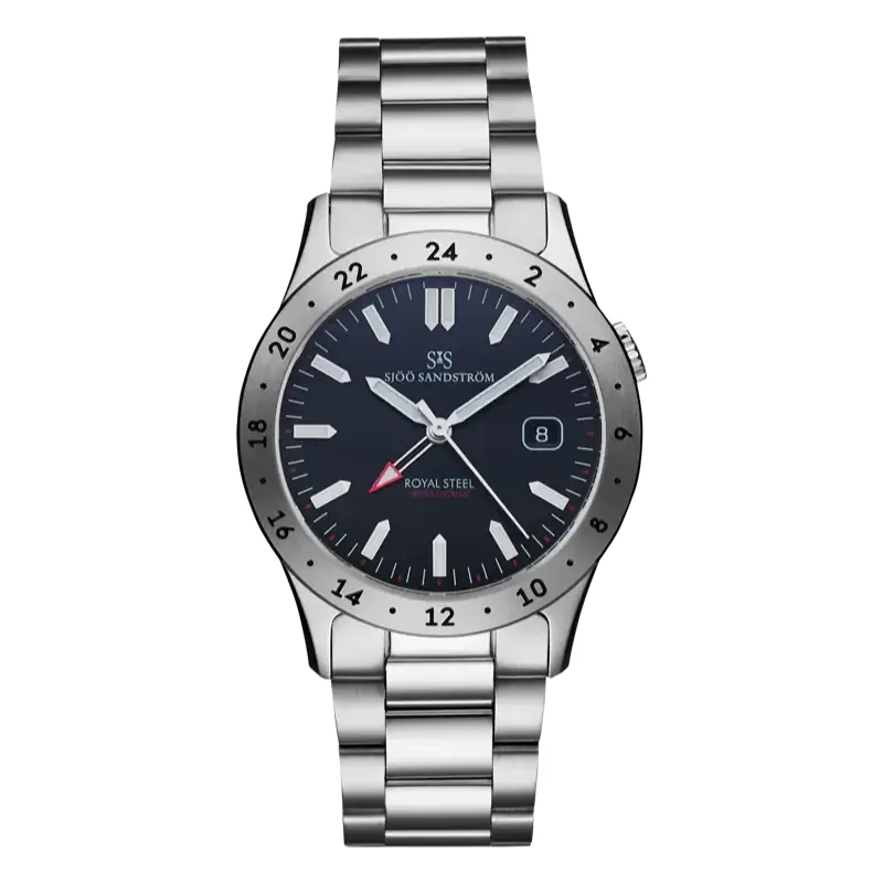 Sjöö Sandström Royal Steel Worldtimer SS-1836-WT-Black-steel 36 mm kol saati