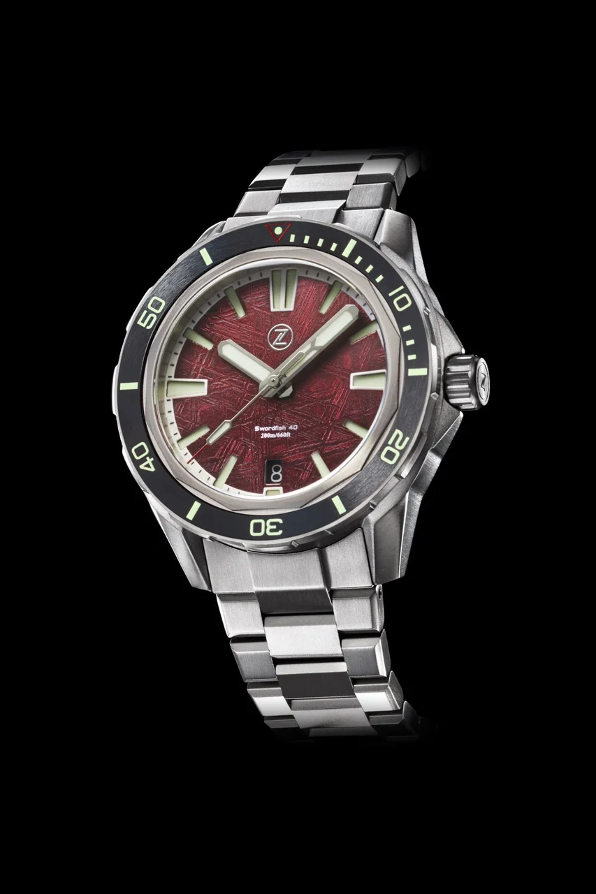 Zelos Swordfish 40mm Ti 'Blood Moon' Meteorite 40 mm kol saati