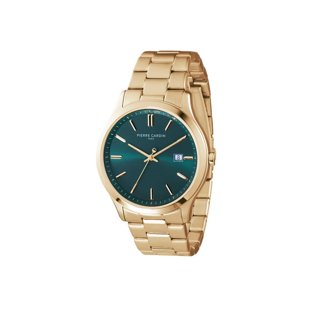 Épinettes Essential Gold Watch with Green Dial and Metal Links Strap CQI.0010 kol saati