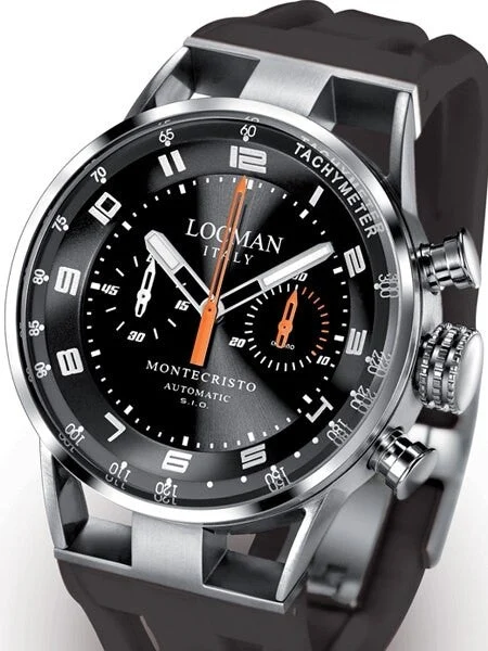 Locman Montecristo 100 Meter Automatic Chronograph Watch with 44mm Case #514BKORBKR kol sa