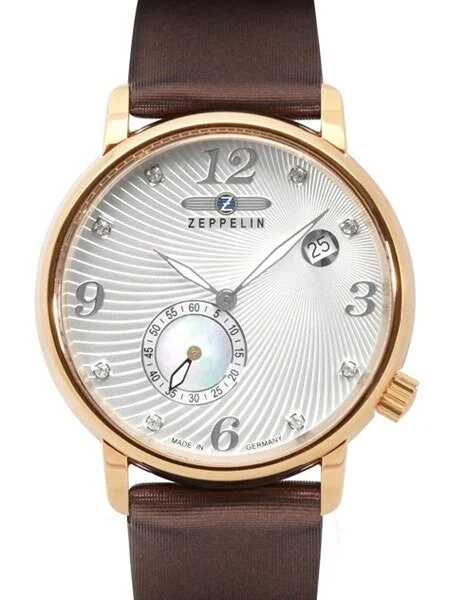 Graf Zeppelin Luna Swiss Quartz Watch with Swarovski Crystals and MOP Insert #7633-5 35 mm kol saati