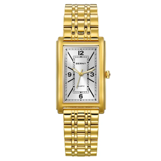 BERNY Men Quartz Square Gold Watch-2934 2934-B kol saati