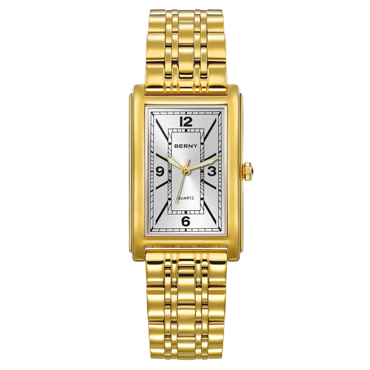 BERNY Men Quartz Square Gold Watch-2934 2934-B kol saati
