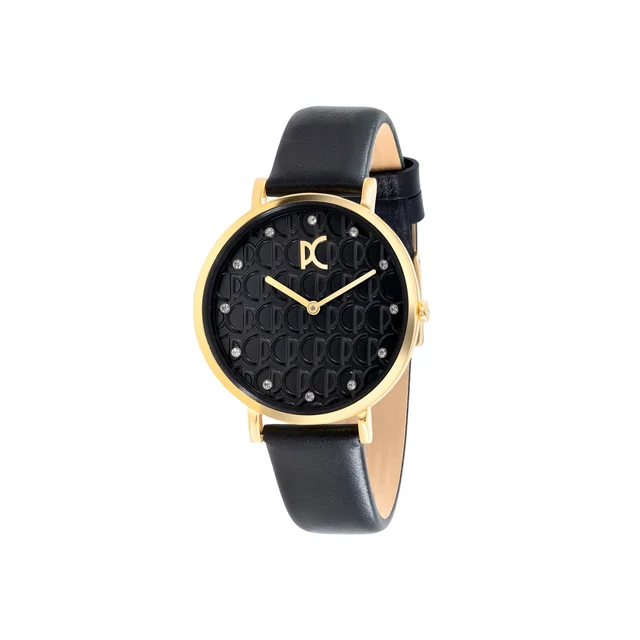 BONNE NOUVELLE WOMENS Bonne Nouvelle with PC Monogram Black Dial and Black Leather Strap C