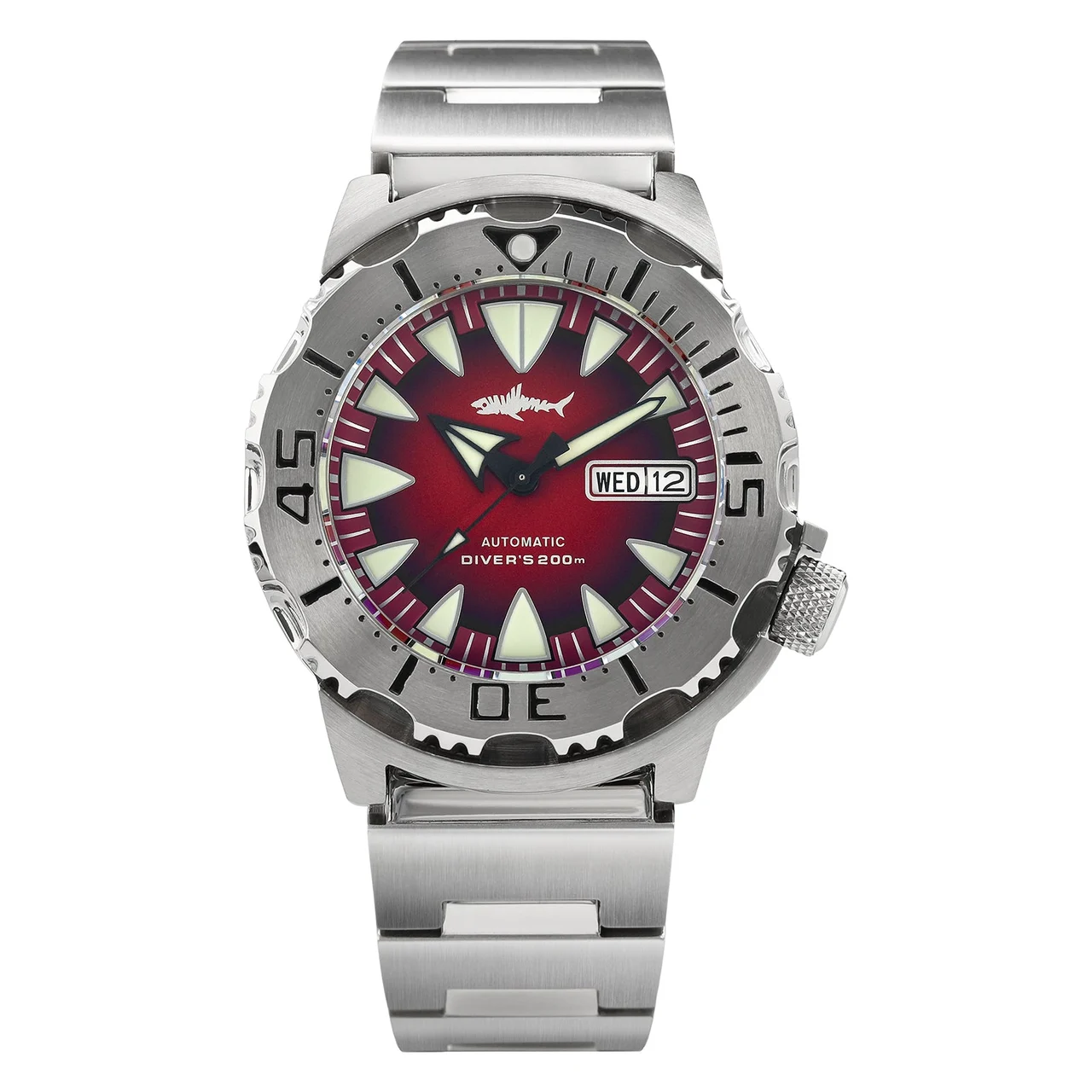 Heimdallr Sharkey Ocean Monster Dive Watch 海米德-鬼牙V1 -红-钢带615 41.6 mm kol saati