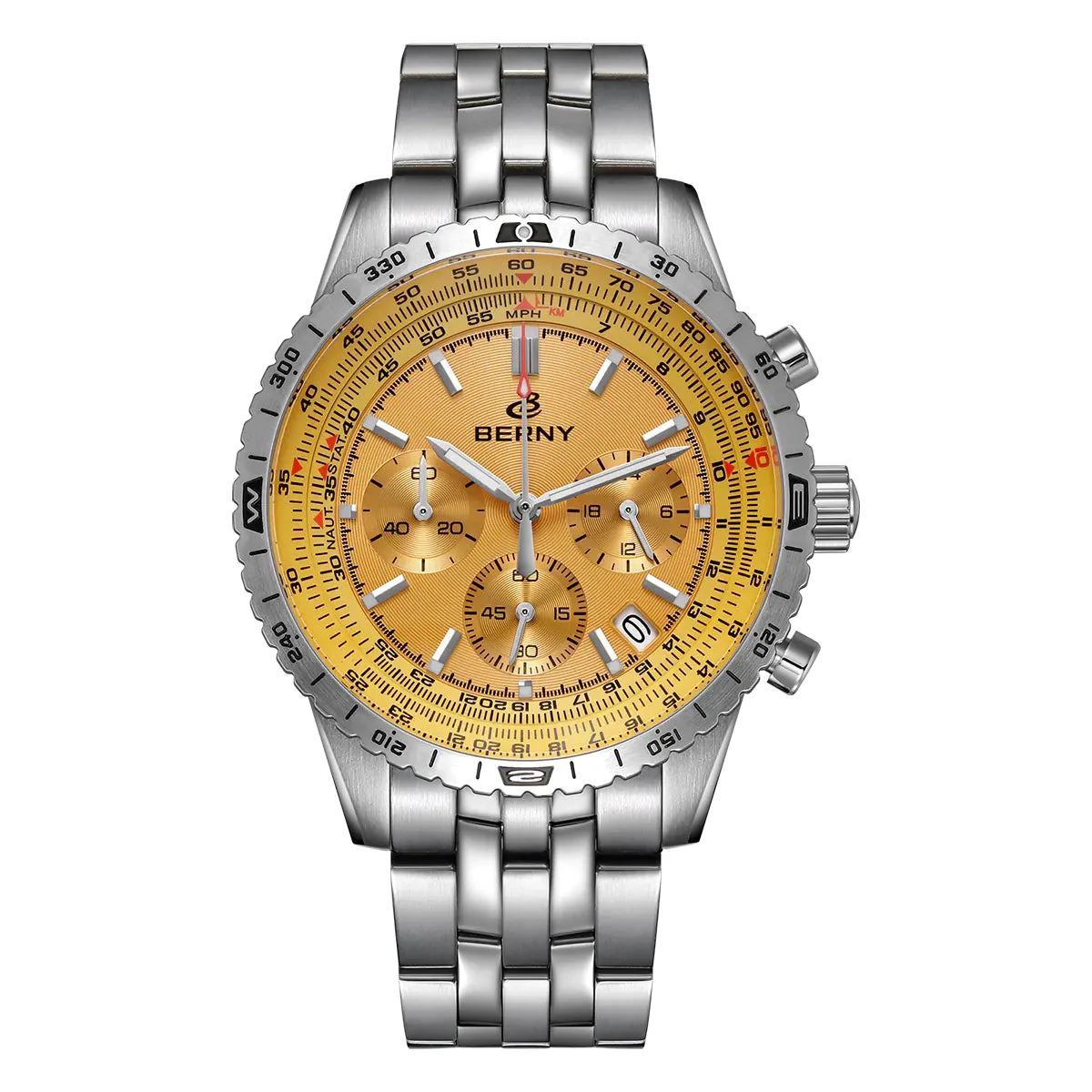 BERNY Men Quartz Chronograph Field Watch-2845M 2845M-YE kol saati