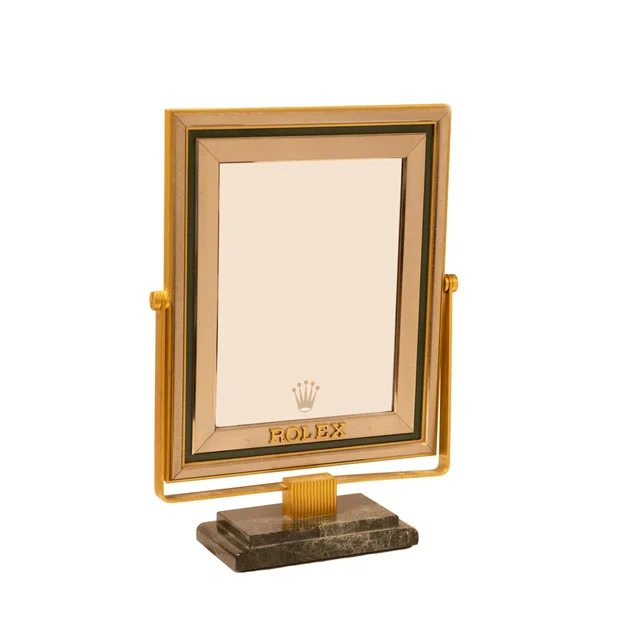 Rolex Ref. RMA 200, display mirror for in-store use; aluminium, gilded metal, leather, mar