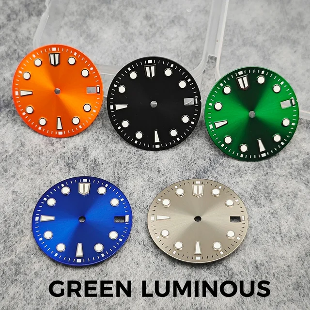 Tandorio New 28.5mm Watch Dial C3 Green Luminous Watch Faces Sunray Dial Watch Accessories