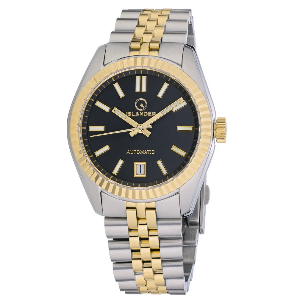 Islander Brookville Hi-Beat Automatic Two-Tone Dress Watch with Black Dial #ISL-162 38 mm kol saati