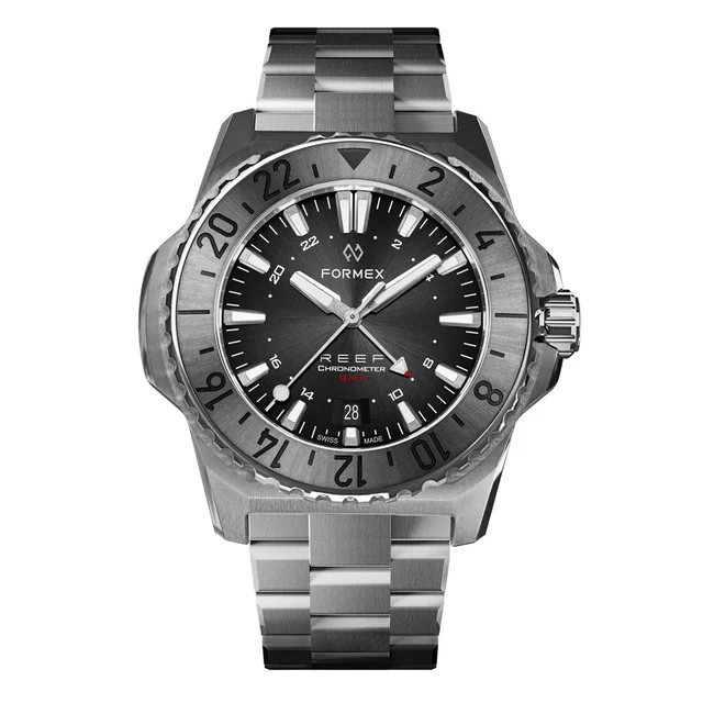 Formex REEF GMT Chronometer Dive Watch with Black Dial and Silver Bezel #2202.1.5331.100 k