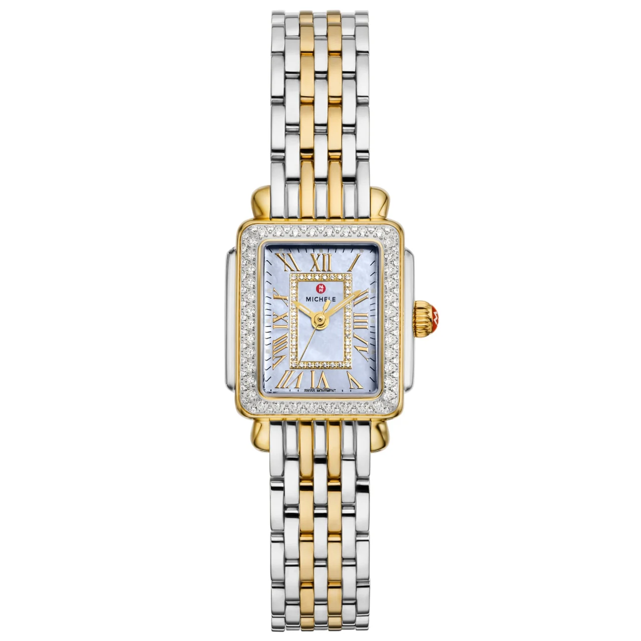 Michele Watches Michele Deco Madison Mini Diamond Two-Tone 18K Gold-Plated Watch, MWW06D000176 kol saati