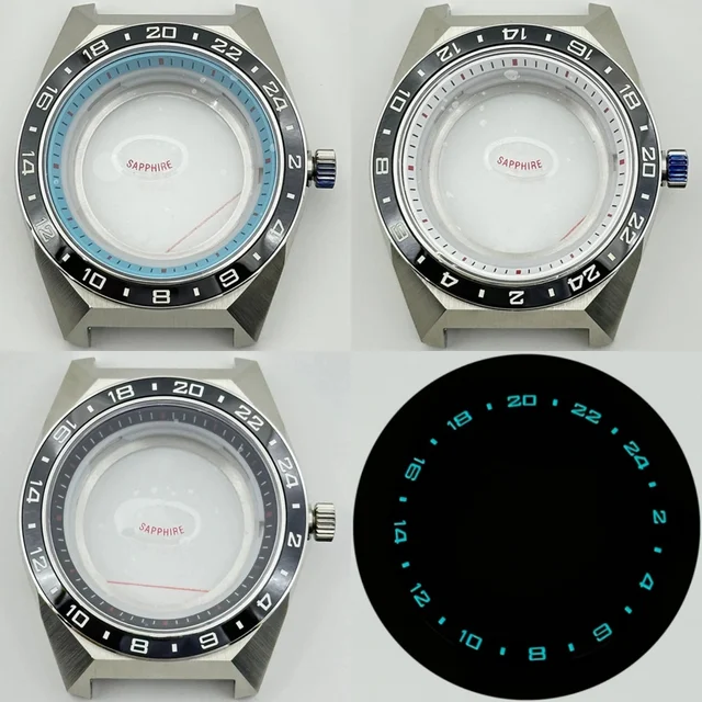 Tandorio Tokyo Lion Watch Case 24hours Lume Ceramic Watch Bezel Fit 32.5mm Dial Sapphire C