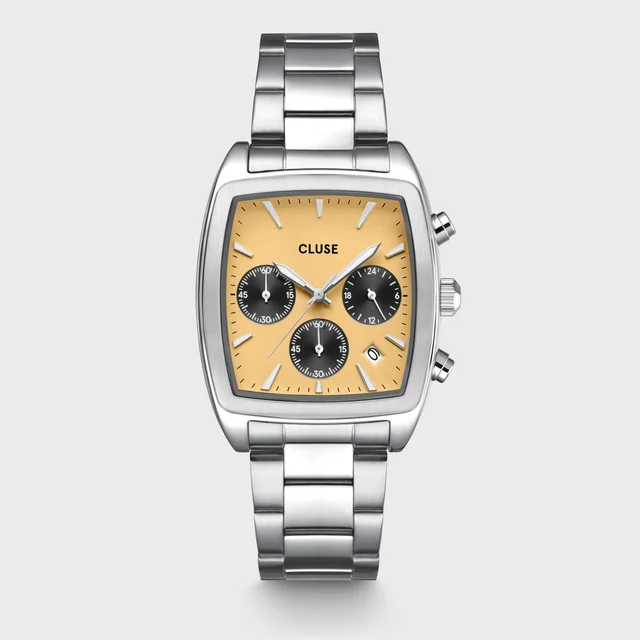 CLUSE Quartaut Chrono Watch Steel, Yellow and Grey, Silver Colour CW52004 kol saati