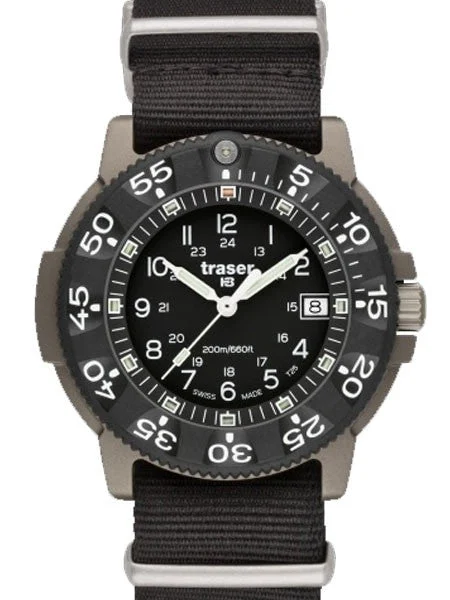 Traser Commander Military Titanium Watch with Sapphire Crystal, Carbon Fiber Bezel #P6506.