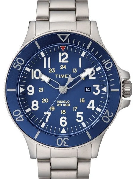 Timex Allied Coastline Quartz Watch with Blue Dial and INDIGLO Night-Light #TW2R46000VQ 43 mm kol saati