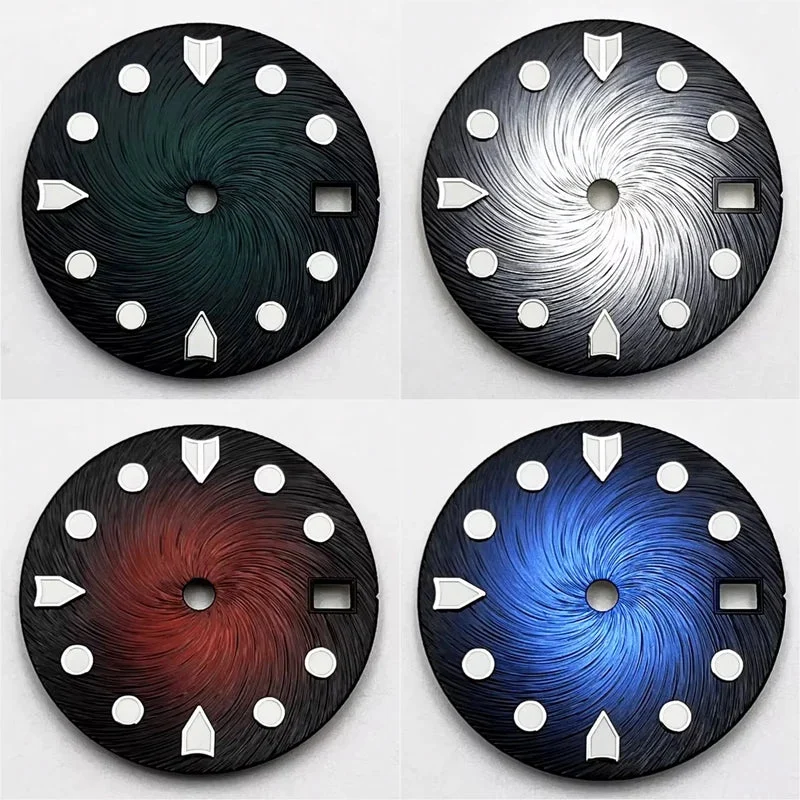Tandorio Gradient Watch Dial NH35 NH35A Movement Green Luminous Coloured Gradient Dial Fit 3 O'Clock Crown 3.8 O'Clock Crown 1005007997021074-Style1 28.5 mm kol saati