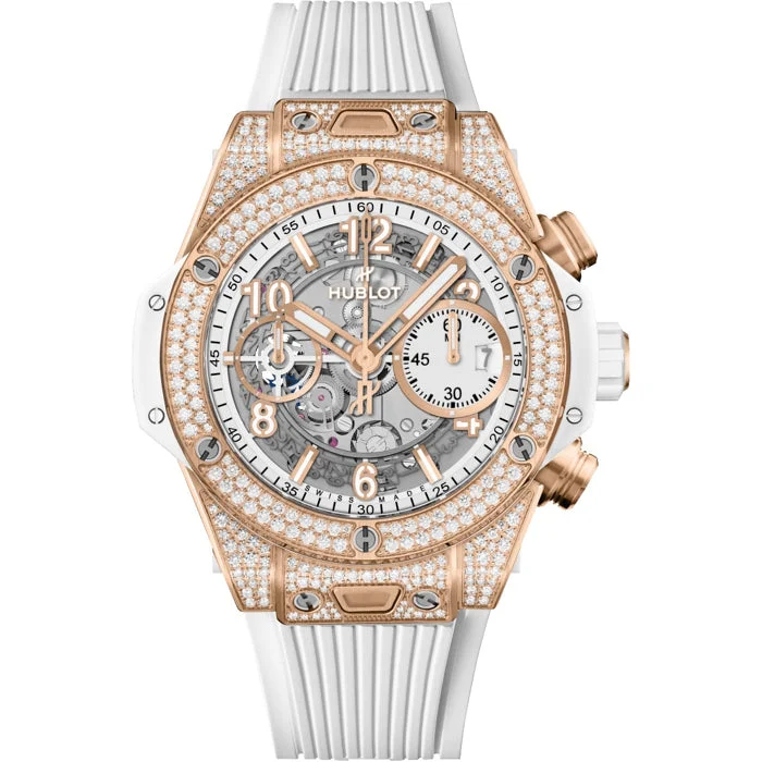 Hublot Big Bang Unico King Gold White Pavé 42mm 441.OE.2011.RW.1704 42 mm kol saati