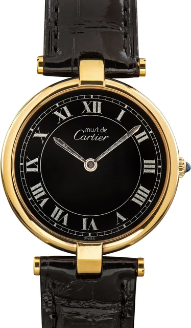 Cartier Must de Vendome Black Roman Dial 83978913 kol saati