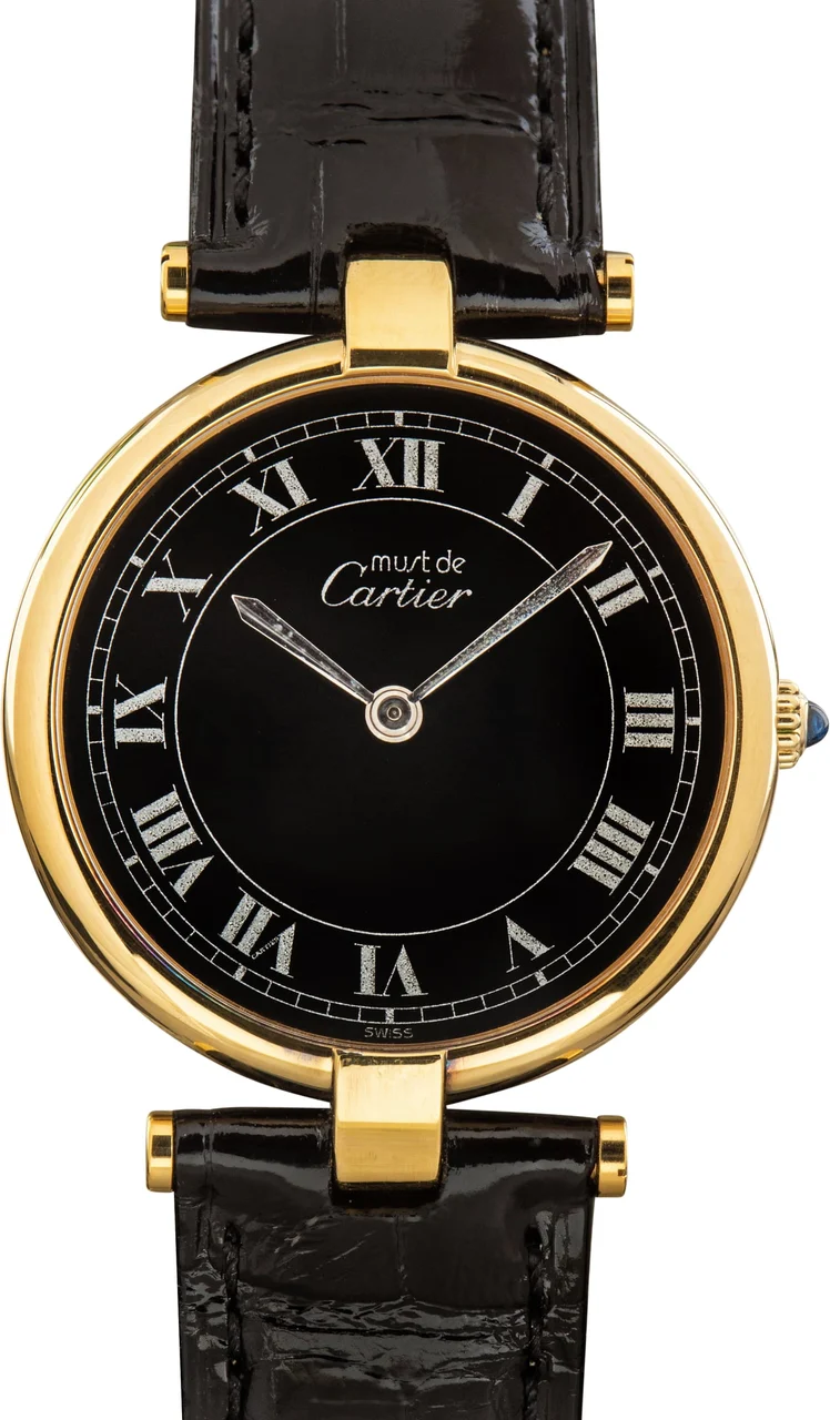 Cartier Must de Vendome Black Roman Dial 83978913 30 mm kol saati