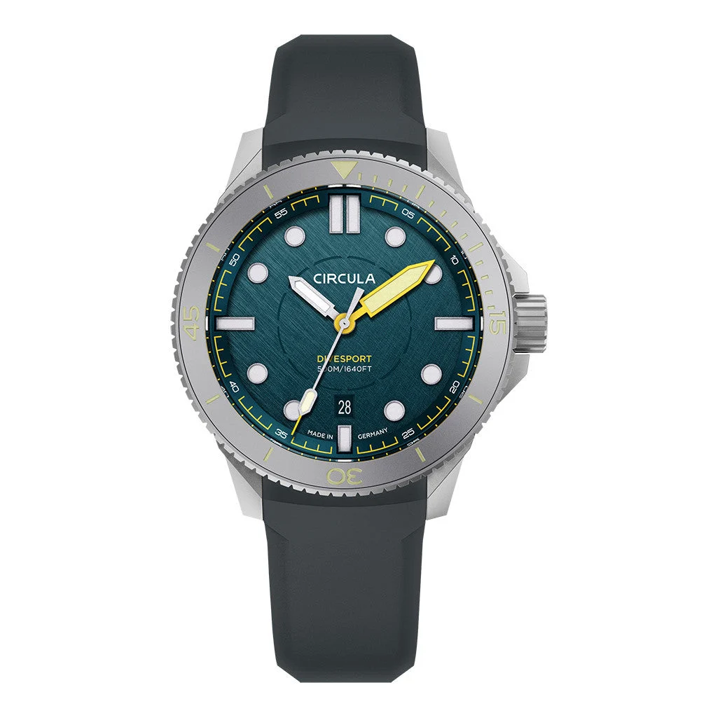 Circula DiveSport Titanium Automatic Dive Watch with Petrol Dial #DE-TR-PT kol saati
