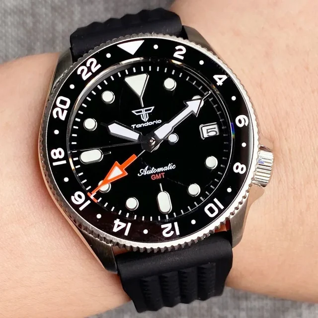 Tandorio Skx Watch NH34A GMT 200m Diving watch 37mm Ceramic Bezel Sapphire TD205 14:200005