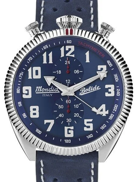 Mondia Vintage-Style Quartz Chronograph Watch, 24-Hour Sub-Dial #MI782SS-02BL-CP kol saati