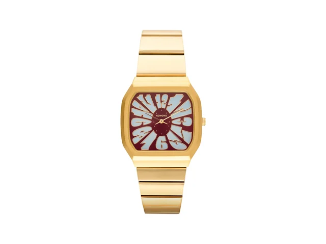 Komono Max Flower Gold Maroon Blue KOM-W4671 kol saati