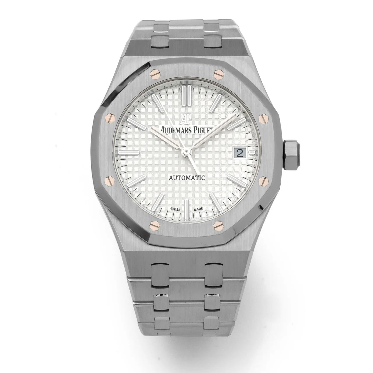 Audemars Piguet Ref. 15450 ST, self-winding, centre-seconds, date, integrated bracelet; “Royal Oak”; stainless steel kol saati