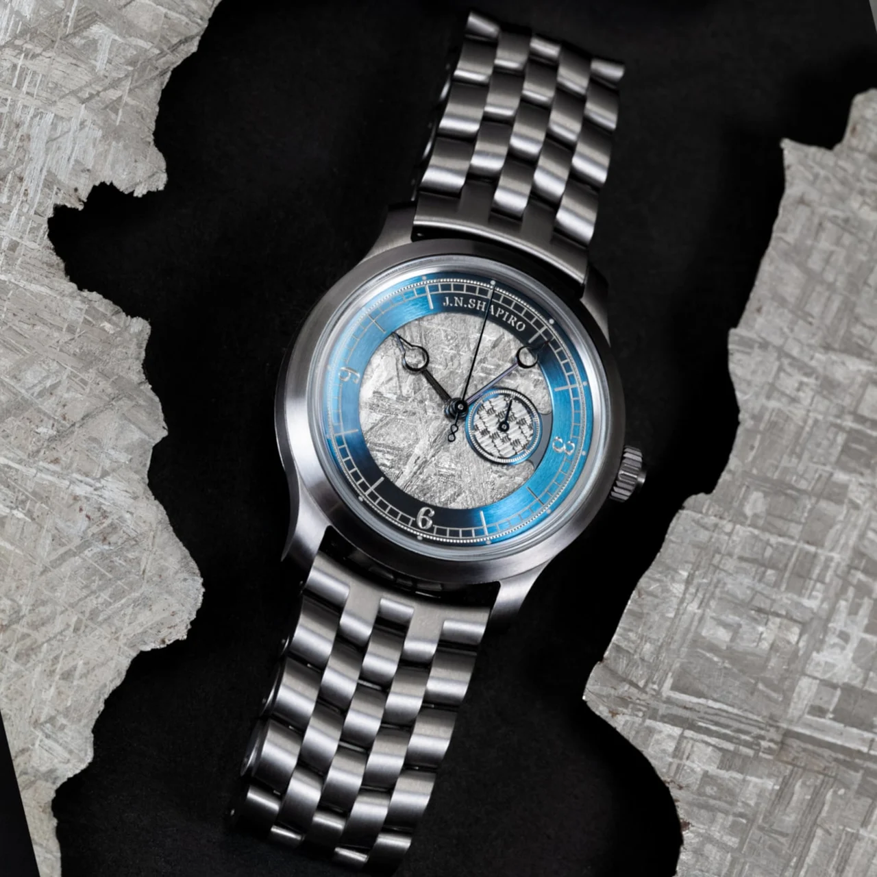 J.N. Shapiro Infinity Tantalum Meteorite Dial on Bracelet infinity-tantalum-meteorite-bracelet kol saati