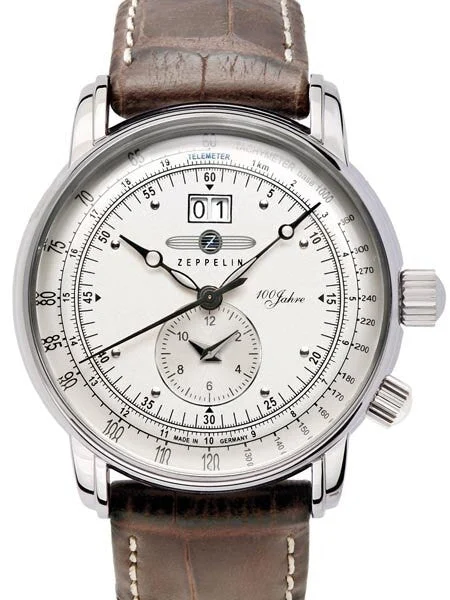Graf Zeppelin German Made Dual Time Big Date 100 Years of Zeppelin Watch #7640-1 kol saati