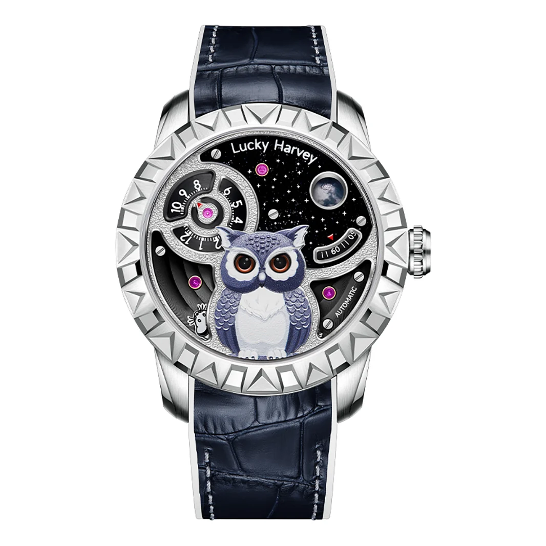 Lucky Harvey Lh.owlsilver 43 mm kol saati