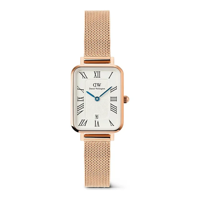 DANIEL WELLINGTON Quadro 20x26 Roman Numerals Date Melrose White RG DW00600860 kol saati