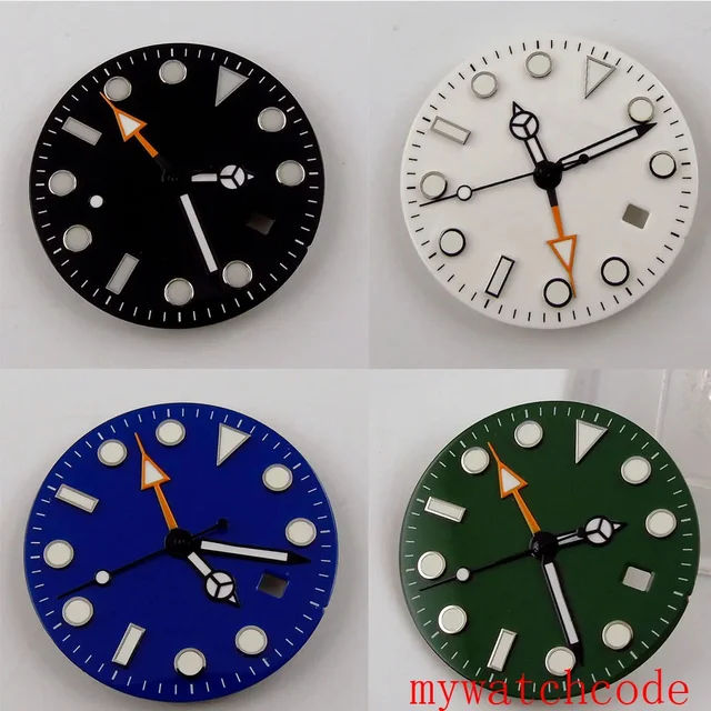 Tandorio Watch Dial And Hands Set Fit Mingzhu 3804 Automatic Movement With Date Window Lum
