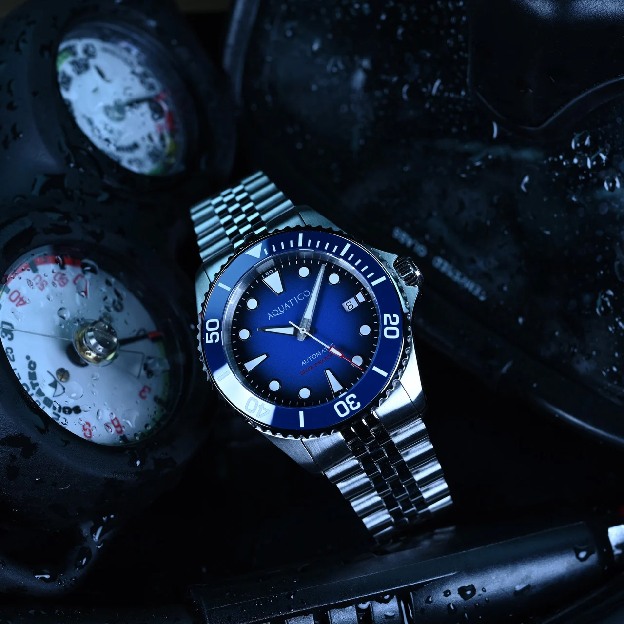 AQUATICO Ocean Diver Watch Blue 43 mm kol saati