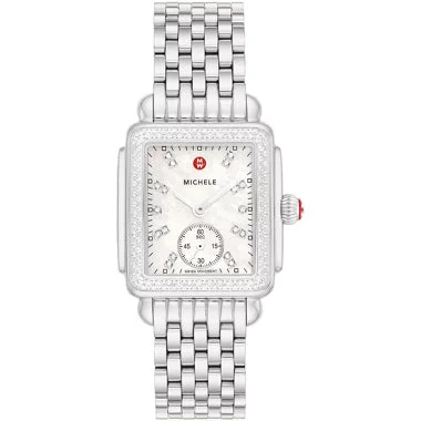 Michele Watches Michele Deco Mid Diamond Stainless Steel Watch MWW06V000122 kol saati