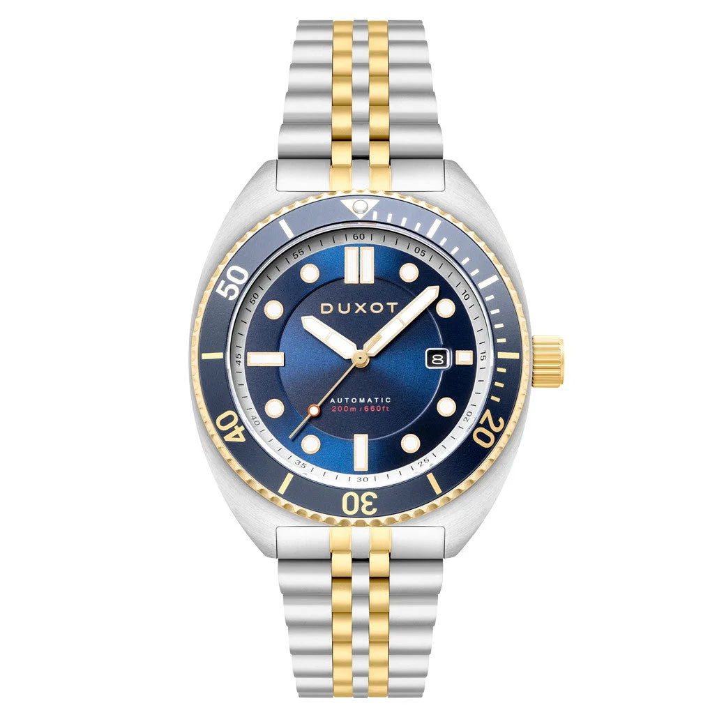Duxot Tortuga Automatic Two-Tone Dive Watch with Blue Dial #DX-2026-44 45 mm kol saati
